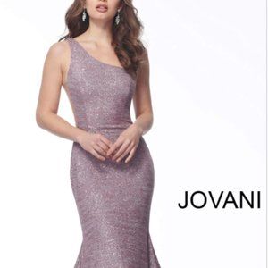 Light Pink One Shoulder Glitter Jovani Dress 67650